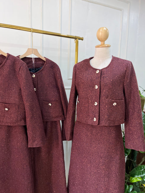 Premium Quality Tweed Jacket With Mid-Length Skirts Sets